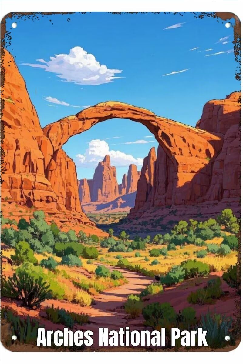 Home Bar And Coffee - 1p,Vintage Metal Sign Arches National Park