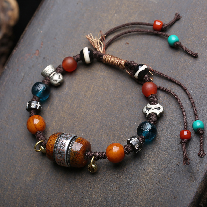 Old Fashioned Glass - Hand-woven bracelet with old silver inlaid