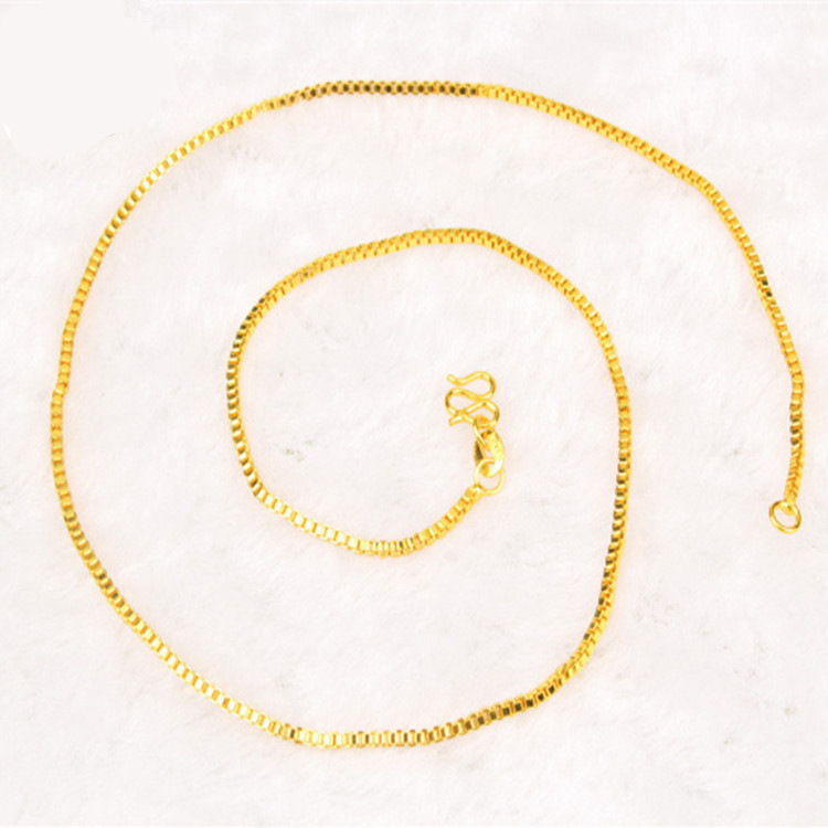 AU999 Box Chain Necklace Women - Bar Cart Gold ulasan dan harga