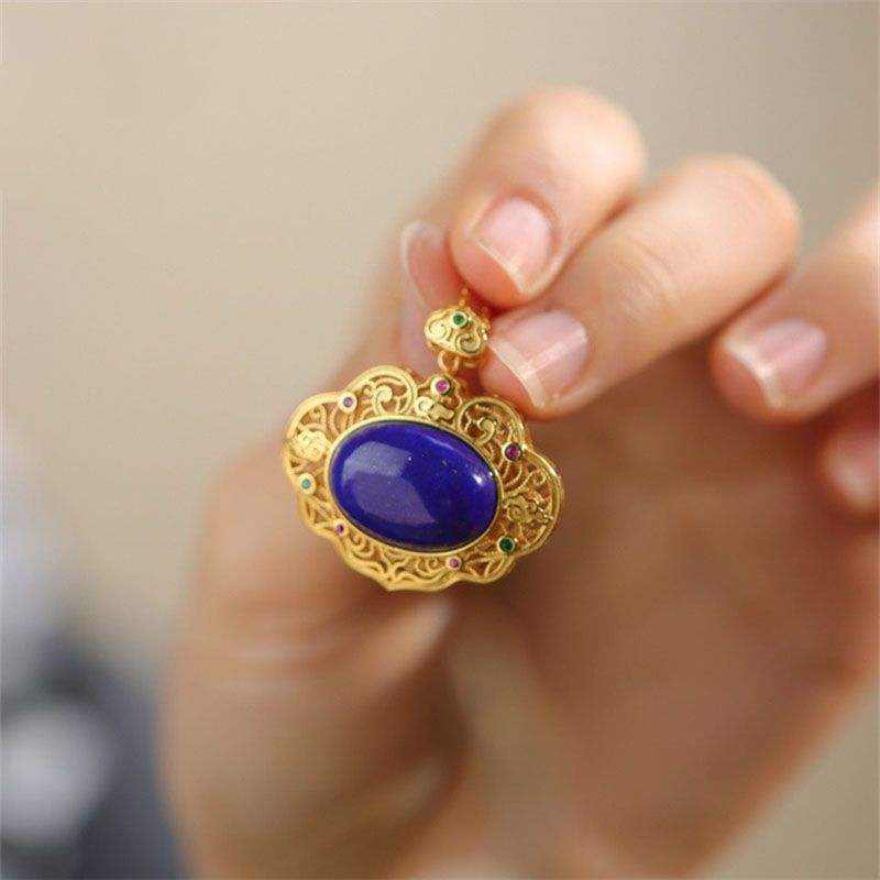 Classical lapis lazuli necklac - Bar Cart Gold ulasan dan harga