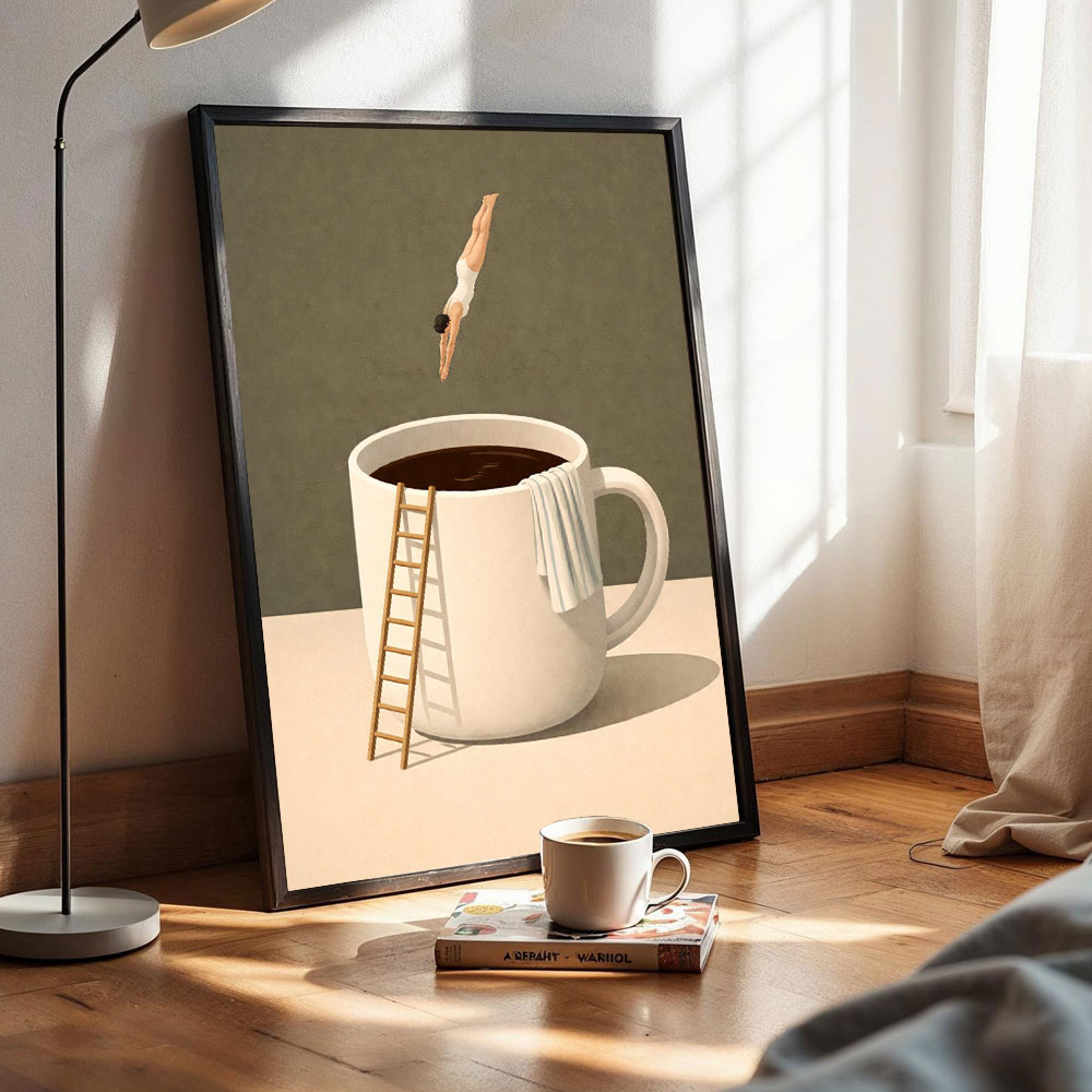 1pc frameless Coffee Adventure - Home Bar And Coffee ulasan dan harga