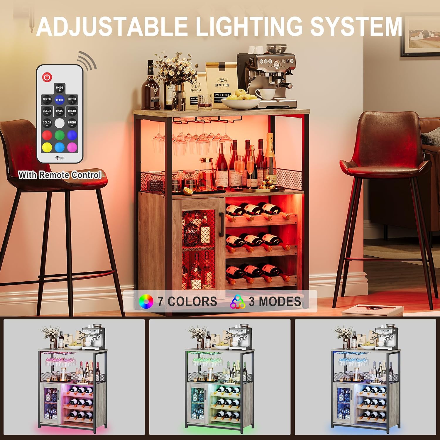 3 Tier Wine Bar Cabinet LED Li - Home Bar And Cabinet ulasan dan harga
