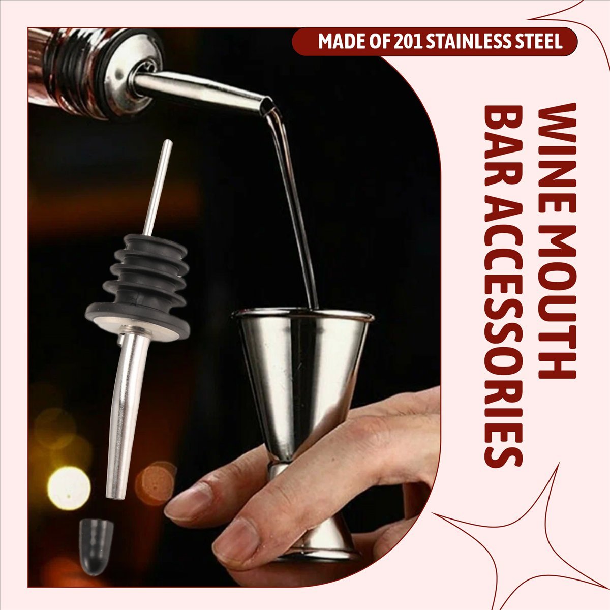 REST 6Pcs Stainless Steel Pour - Speed Pourer Cap ulasan dan harga