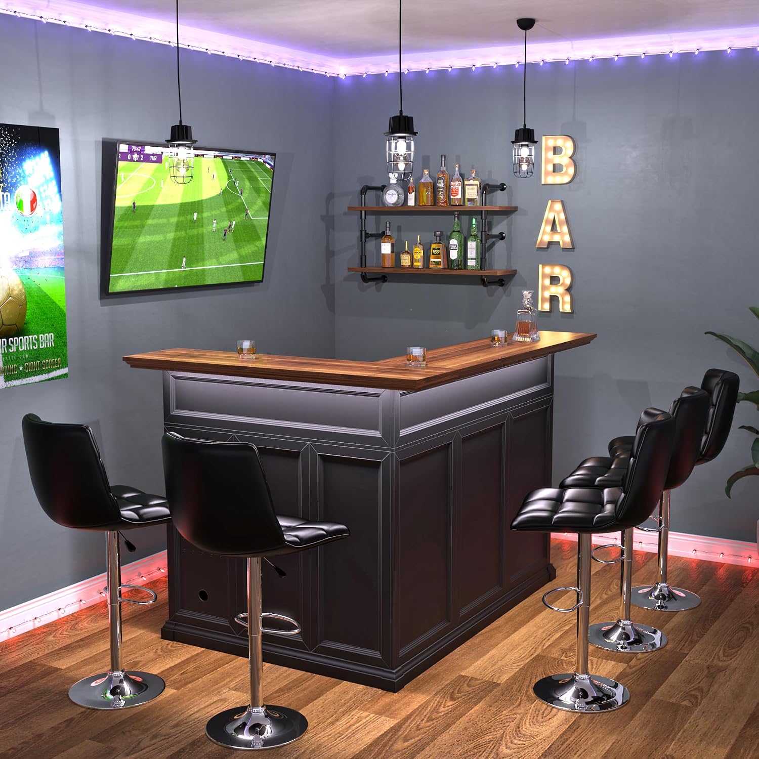 L-Shaped Home Bar Cabinet with - Home Bar And Fridge ulasan dan harga